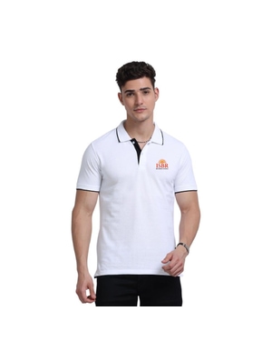 Greys&Blues EcoBlend Polo Tshirt- White with Black Tipping